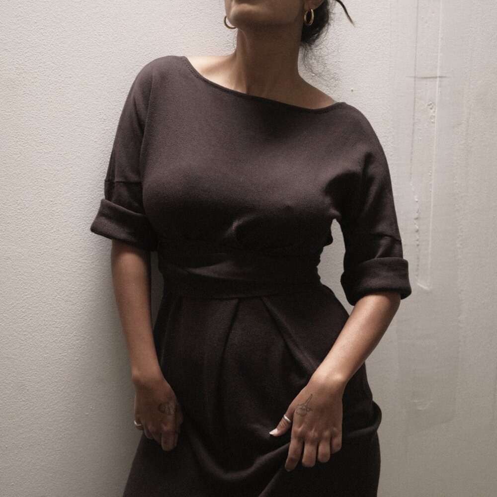 Ajaie Alaie Monogram Dress in Chocolate, M/L